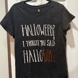 Halloween Hallowine Graphic Tee - Black